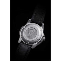 Protek Unisex Quartz Watch - Dive Series Silver Tone Case Black Leather Strap | 2001 ,