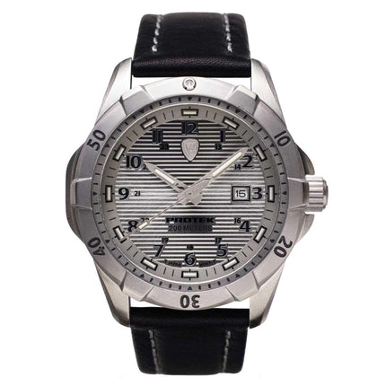 Protek Unisex Watch - Dive Series Rotating Bezel Genuine Black Leather Strap | 2004 ,