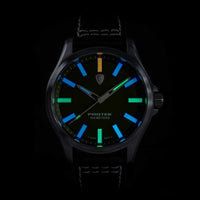 Protek Unisex Watch - Field Series Japanese Quartz Genuine Black Leather Strap | 3002 ,