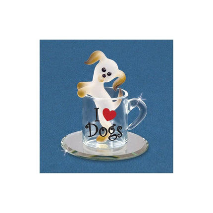 Pup In A Cup Glass Figurine ,