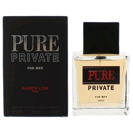 Pure Private by Karen Low, 3.4 oz Eau De Toilette Spray for Men ,