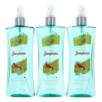 Pure Sunshine by Body Fantasies, 3 Pack 8 oz Fragrance Body Spray for Women ,