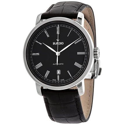 Rado Men's Automatic Watch - DiaMaster Black Dial Leather Strap | R14806156 ,