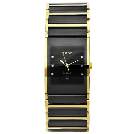 Rado Men's Diamond Watch - Integral Jubile Black & Yellow Gold Bracelet | R20787752 ,