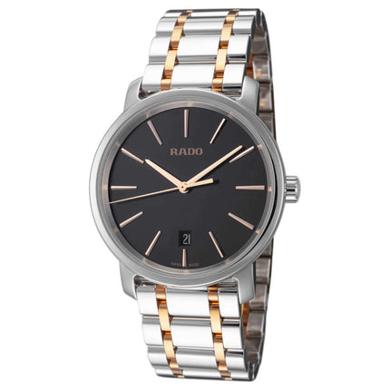 Rado Men's Quartz Watch - DiaMaster Two Tone Silver, Rose Gold Bracelet | R14078163 ,