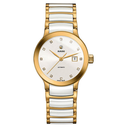 Rado Women's Diamond Watch - Centrix White Dial Two Tone Bracelet | R30080752 ,