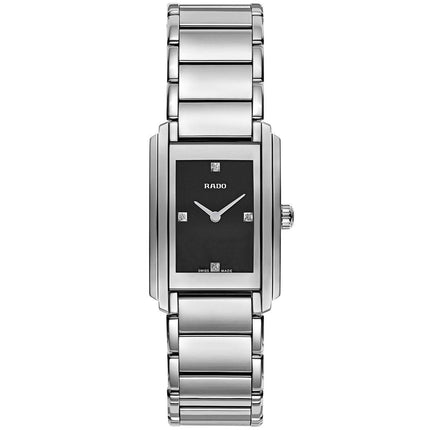 Rado Women's Diamond Watch - Integral Black Dial Silver Tone Bracelet | R20213713 ,