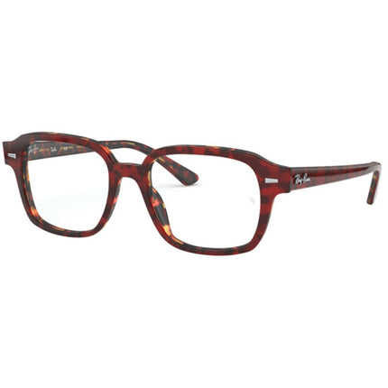 Ray Ban Men's Eyeglasses - Red Transparent Havana Square Frame | RAY BAN 0RX5382 5911 ,
