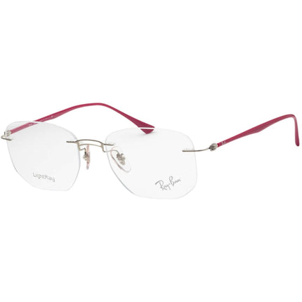 Ray Ban Men's Eyeglasses - Rimless Silver Metal Rectangular | RAY BAN 0RX8757 1195 ,
