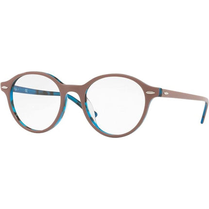 Ray Ban Men's Eyeglasses - Shiny Light Brown Plastic Round | RAY BAN 0RX7118F 5715 ,
