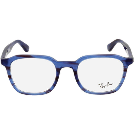 Ray Ban Unisex Eyeglasses - Shiny Stripe Blue Plastic Square | RAY BAN 0RX5390 8053 ,