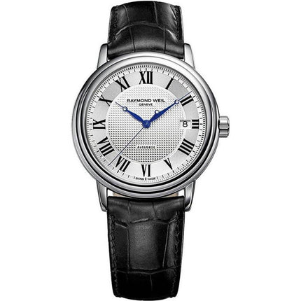 Raymond Weil Men's Automatic Watch - Maestro Silver Dial Black Strap | 2837-STC-00659 ,