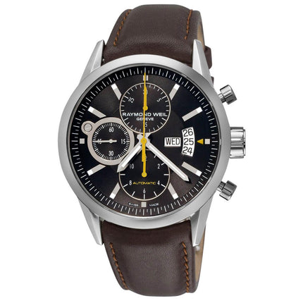 Raymond Weil Men's Chrono Watch - Freelancer Black Dial Strap | 7730-STC-20101 ,