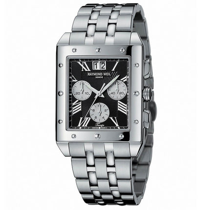 Raymond Weil Men's Chronograph Watch - Tango Black Dial Steel Bracelet | 4881-ST-00209 ,