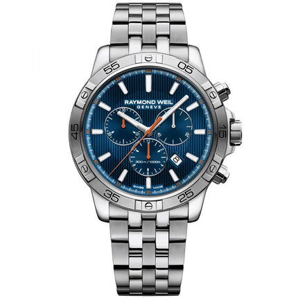 Raymond Weil Men's Chronograph Watch - Tango Blue Dial Silver Steel | 8560-ST2-50001 ,