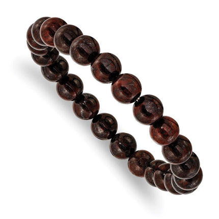 Red Agate Beaded Stretch Bracelet ,