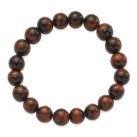 Red Tiger's Eye Agate Beaded Stretch Bracelet ,