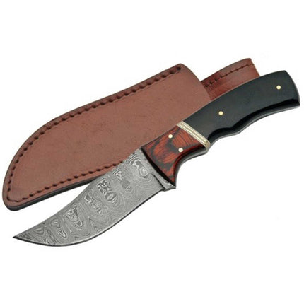 Rite Edge Fixed Knife - Skinner 8 inch Damascus Blade and Horn Handle | SZDM-1054 ,