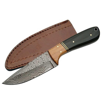 Rite Edge Fixed Knife - The Wedge 4 inch Damascus Blade and Horn Handle | SZDM-1072 ,