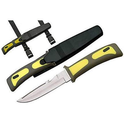 Rite Edge Knife - Diver's Straight-Back Blade Yellow Rubberized Handle | SZ210424-YW ,