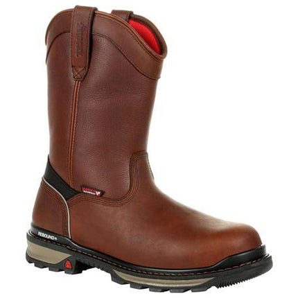 Rocky Men's Pull-On Work Boot - Rams Horn Dark Brown, RKK0306 ,
