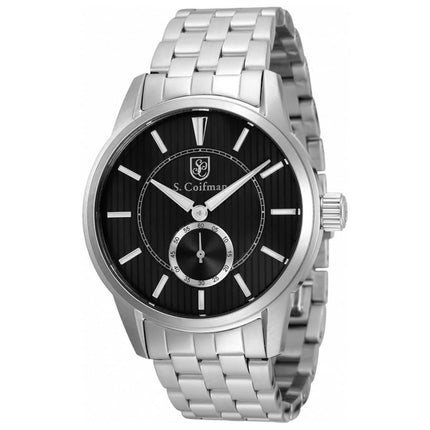S. Coifman Men's Quartz Watch - Black Dial Stainless Steel Bracelet | SC0507 ,