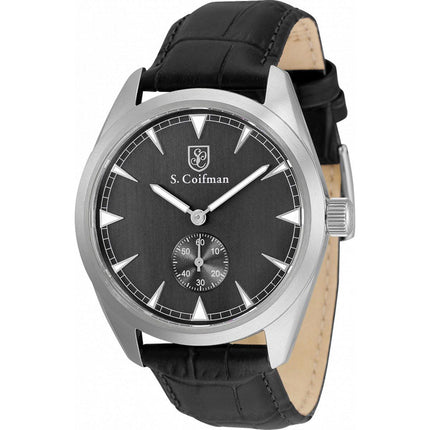 S. Coifman Men's Watch - Quartz Charcoal Dial Black Genuine Leather Strap | SC0529 ,