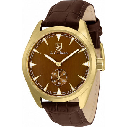 S. Coifman Men's Watch - Quartz Copper Dial Brown Leather Strap Yellow Case | SC0531 ,