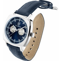 S. Coifman Men's Watch - Quartz Date Dark Blue and Beige Dial Leather Strap | SC0523 ,