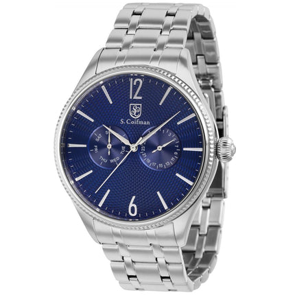 S. Coifman Men's Watch - Quartz Date Display Blue Dial Silver SS Bracelet | SC0534 ,