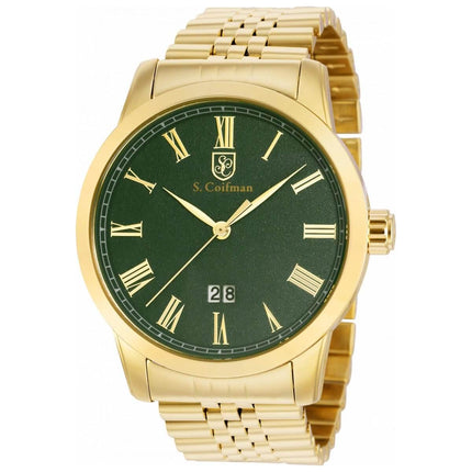 S. Coifman Men's Watch - Quartz Green Dial Yellow Gold Bracelet | SC0512 ,