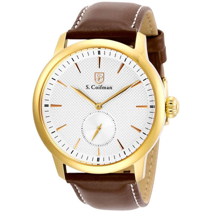 S. Coifman Men's Watch - Quartz Yellow Gold Case Brown Leather Strap | SC0459 ,