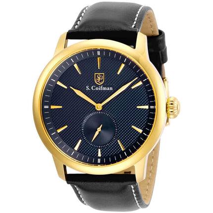 S. Coifman Men's Watch - Yellow Gold Case Blue Dial Black Leather Strap | SC0460 ,
