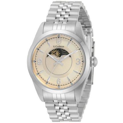 S. Coifman Women's Watch - Day-Night Indicator Beige Dial Silver Tone Case | SC0431 ,