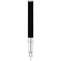 S.T. Dupont Fountain Pen - D-Initial Black Lacquer Cylindrical, Medium | DP260203 ,