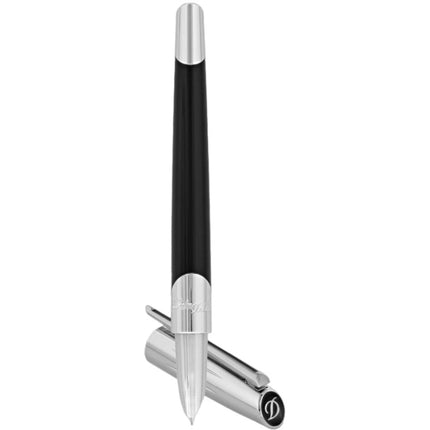 S.T. Dupont Fountain Pen - Defi Millenium Shiny Black and Brushed Chrome | DP400706 ,