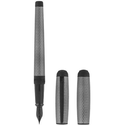 S.T. Dupont Fountain Pen - Line D Firehead Guilloche Graphite and Black | DP410002L ,