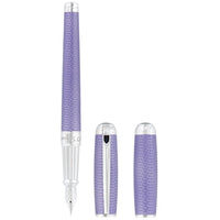 S.T. Dupont Fountain Pen - Line D Firehead Guilloche Lilac and Silver | DP410000L ,