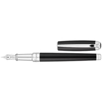 S.T. Dupont Fountain Pen - Line D Glossy Black and Silver, Medium Nib | DP410100M ,