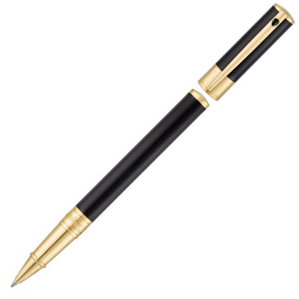 S.T. Dupont Rollerball Pen - D-Initial Black Lacquer with Gold Chrome | DP262202 ,