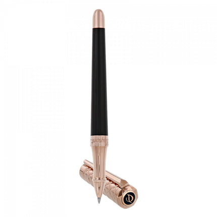 S.T. Dupont Rollerball Pen - Liberté Black Lacquer and Rose Gold Palladium | DP462601 ,