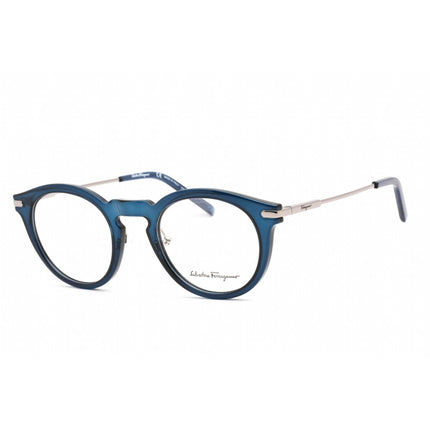 Salvatore Ferragamo Men's Eyeglasses - Round Crystal Navy Plastic Frame | SF2906 420 ,