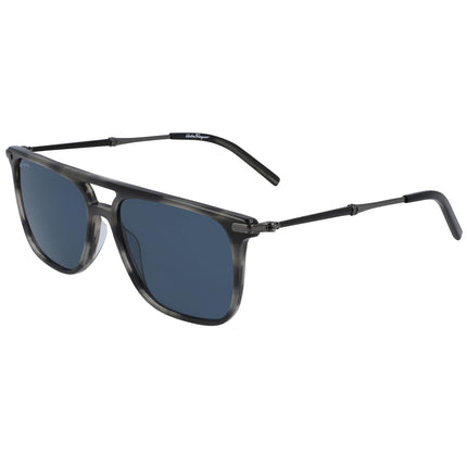 Salvatore Ferragamo Men's Sunglasses - Blue Lens Striped Grey Frame | SF966S 003 ,