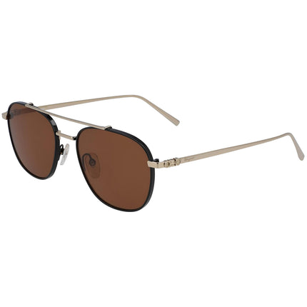 Salvatore Ferragamo Men's Sunglasses - Brown Lens Shiny Gold and Black | SF200S 733 ,