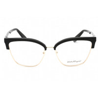 Salvatore Ferragamo Women's Eyeglasses - Black/Gold Metal Rectangular | SF2210 017 ,