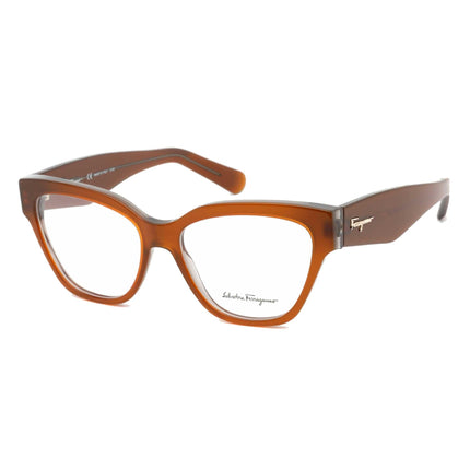 Salvatore Ferragamo Women's Eyeglasses - Brown/Grey Cat-Eye Plastic Frame | SF2875 243 ,