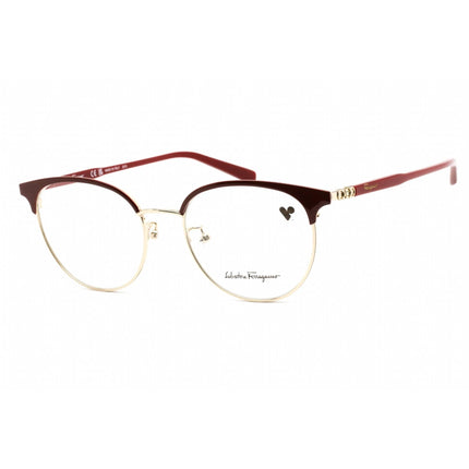 Salvatore Ferragamo Women's Eyeglasses - Light Gold/Burgundy Round Frame | SF2201 744 ,
