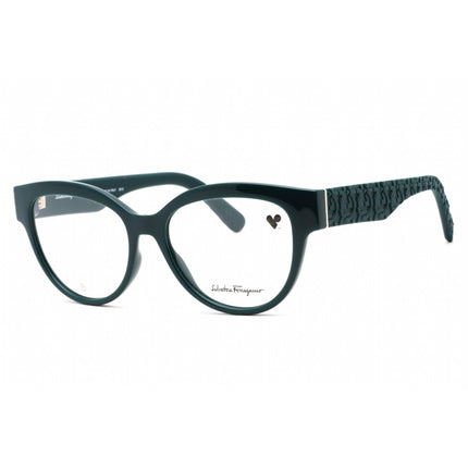 Salvatore Ferragamo Women's Eyeglasses - Petrol Plastic Cat Eye Frame | SF2957E 321 ,
