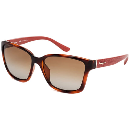 Salvatore Ferragamo Women's Sunglasses - Havana/Red Wood Acetate Frame | SF716S 207 ,