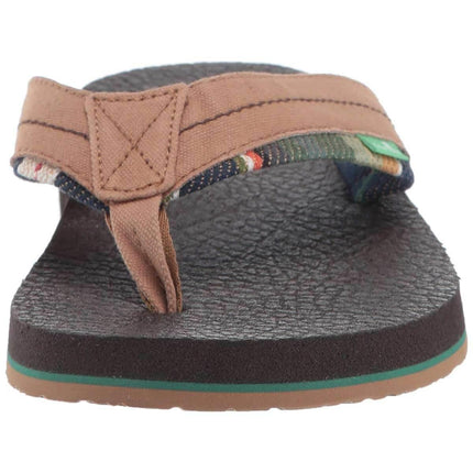 Sanuk Men's Flip Flops - Beer Cozy 2 TX Sandals Tan/Blanket | 1102480-TBLN ,